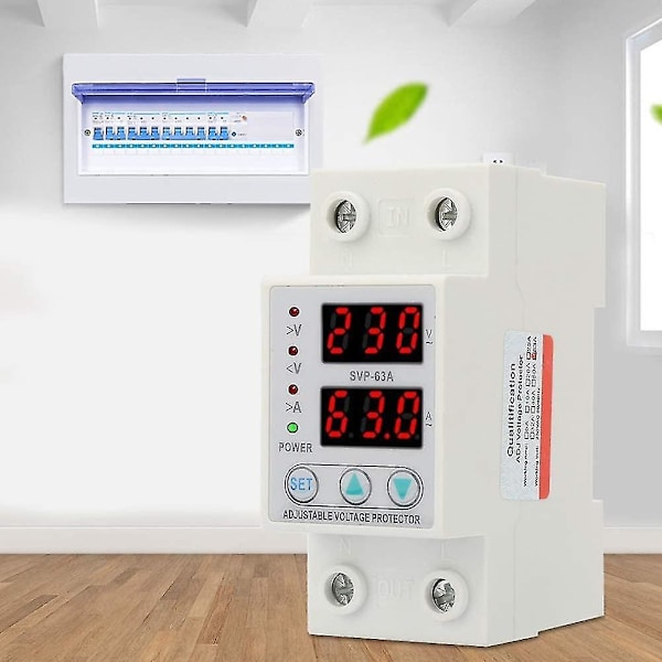 Zk- Ac230v 63a Strømbeskyttelsesenhed Spændings Over/under Spændingsbeskyttelse Enhed Dobbelt LED Display Enfase Lav Spændingsbeskyttelse DIN Skinnemontering