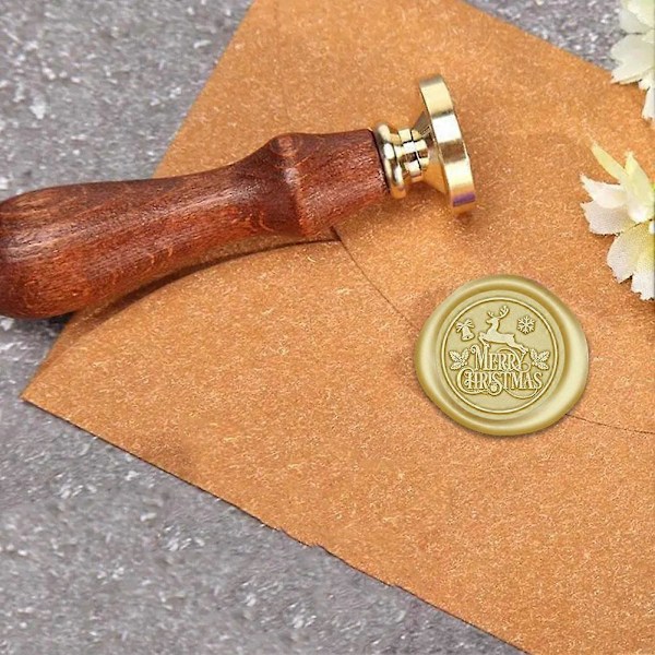 Jule Voks Segl Stempel Hode Med Trehåndtak DIY Retro Forseglingsvoks Verktøy
