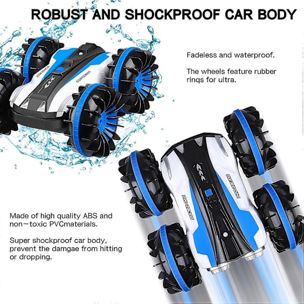 UBIUO Amfibio RC-auto lapsille, 2,4 GHz:n kauko-ohjattava vene vedenpitävä RC-monsteriauto Stunt-auto, 4WD kauko-ohjattava ajoneuvo 6-12-vuotiaille pojille