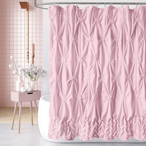 Rosa Duschdraperi Lyxigt Duschdraperi Chic Veckad Design Tyg Duschdraperi Badrum Dekorativt Duschdraperi Persika 183 cm X 183 cm