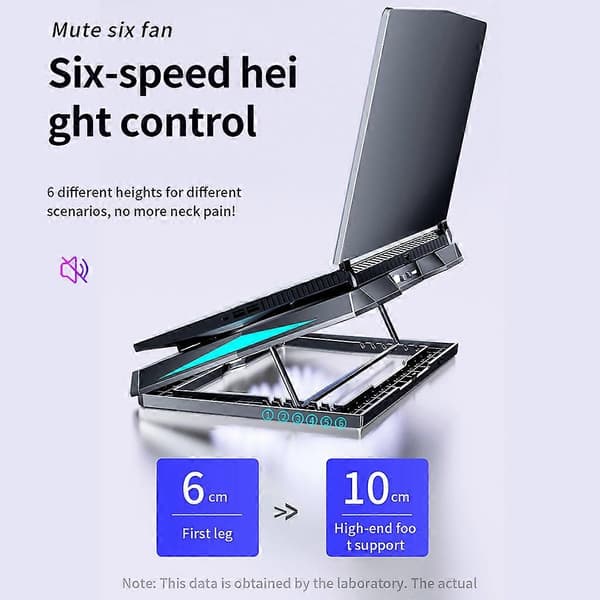Vikbart Laptop Ställ Bas Kylplatta med 6 Fläktar 2USB Hållare