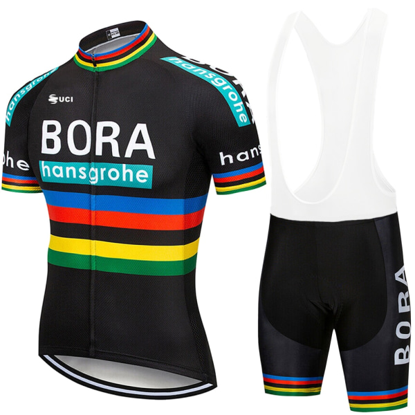 UCI BORA 2023 Miesten lyhythihaiset Jersey-setit Ropa Ciclismo Hombre Kesäpyöräilyvaatteet Triathlon Bib Shortsit Puku Pyöräilyasu White Asian size - M