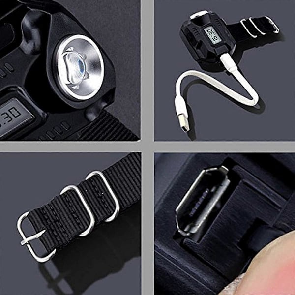 enjoydeal Taktisk CREE LED 1000 Lm Display Oppladbar Armbåndsur Lommelykt