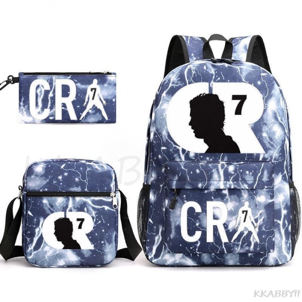 CR7 Skolväskor 3st Stor bokryggsäck för tonåringar Pojkar Flickor Resebärbar dator Mochila Escolars plum