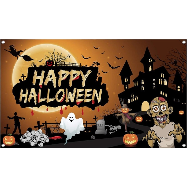 Halloween-banneri erittäin suuri kangas 70 x 41 tuumaa Halloween-taustabanneri Kurpitsa pelottava seinäkoristelu Halloween-koristeisiin