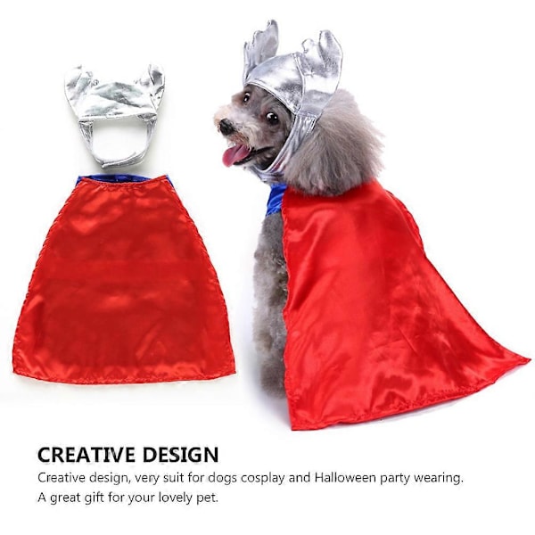 Halloweenkostym för husdjur, hund, cosplay-kläder för hundar, silver, storlek L, set