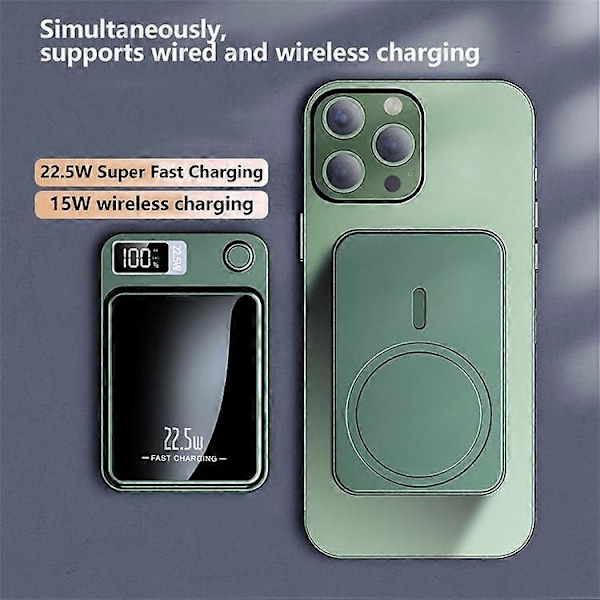 W-146 22.5W 10000mAh Powerbank Magnetisk Trådlös Laddare Extern Batteripack för Telefon White