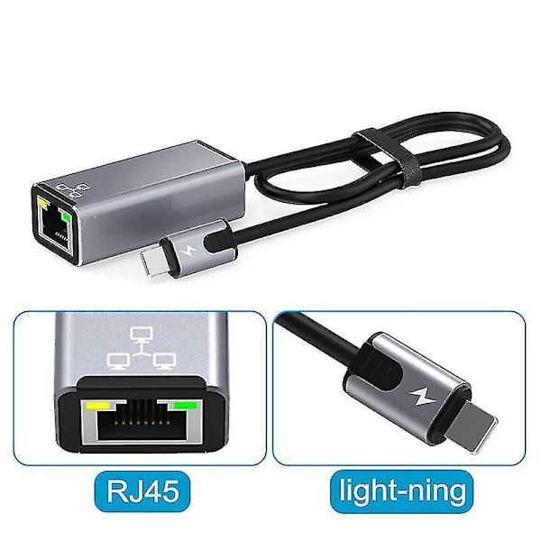 8-pin til Rj45 Adapter Ethernet Adapter Pd20w Opladning Ekstern 100mbps Netværkskort Plug-and-play F