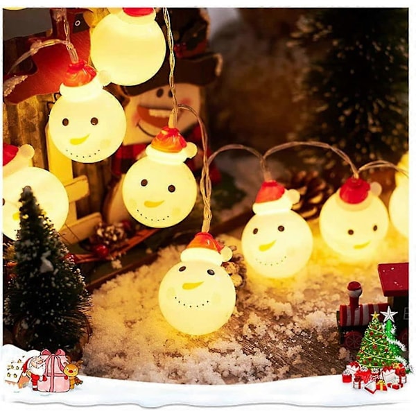 Jul Snögubbe Ljusslinga 2m 10 LED Juldekoration för Hem, Trädgård, Sovrum och Inomhus & Utomhusdekoration