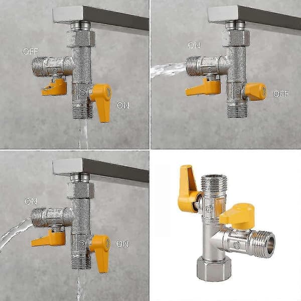 3-vejs ventil messing 3-vejs bruseventil messing 3-vejs ventil T-fitting, stopventil til køkken eller badeværelse