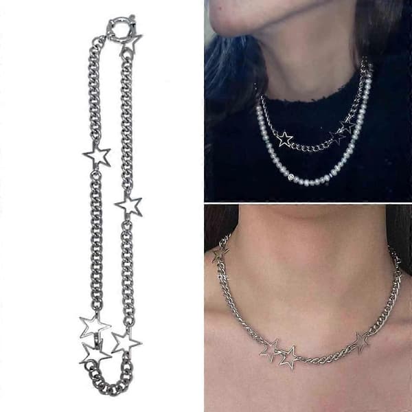 Hule Stjerne Kæder Choker Punk Hule Stjerne Halskæder Stjerne Kæder Halskæder