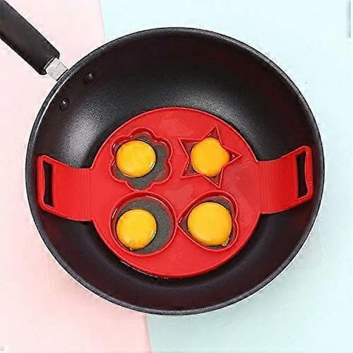 Silikon Pannekakeform Nonstick Eggring, Gjenbrukbar Pannekake Maker, Egg Maker, Egg Poacher, Eggform, 2 Pakning (4 Hull) 4 Hull -