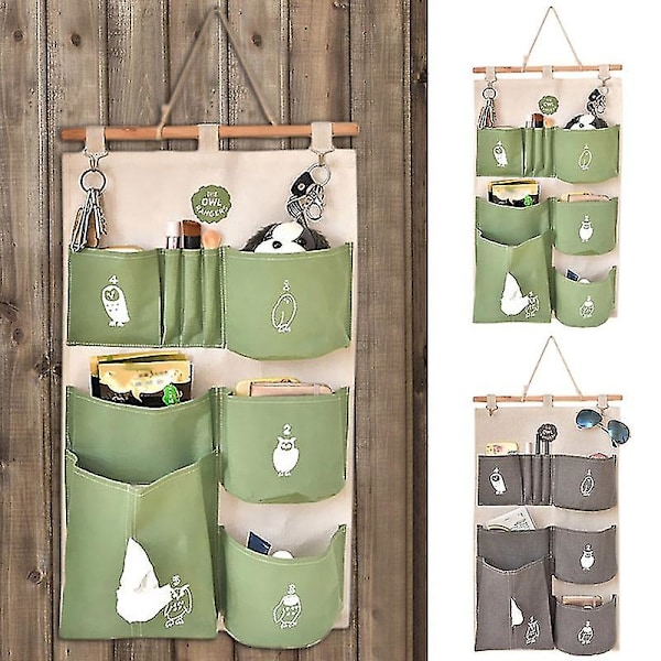 Sød Ugle Dør Garderobe Vægophæng Multi-lomme Opbevaringspose Container Organizer Q