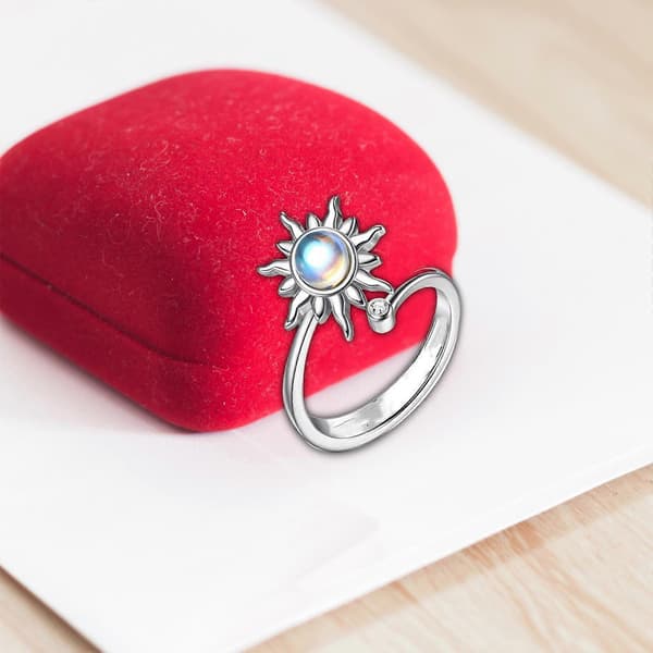 Spinnerring för kvinnor Justerbar öppen blomring Roterbara lugnande ringar