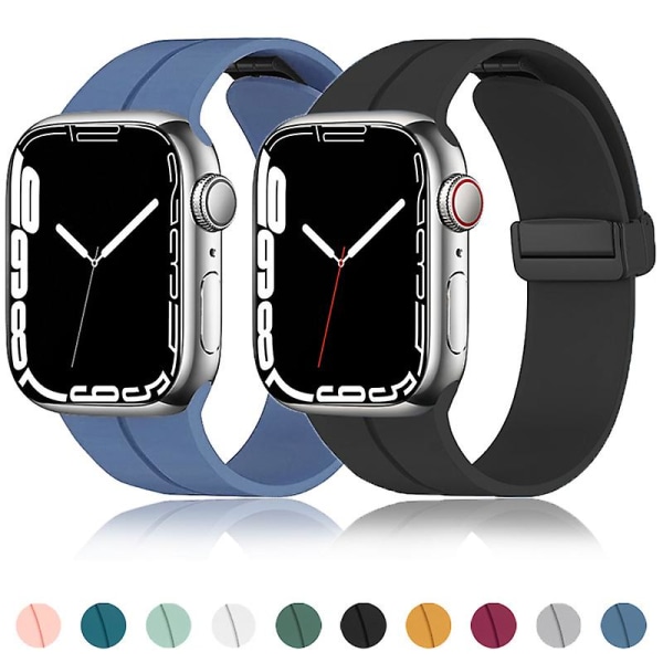 Magnetisk rem för Apple Watch Ultra Band 49mm 45mm 41mm 44mm 40mm 42mm 38mm Silikon Correa Armband Iwatch Series 8 Se 7 6 5 4 black 42mm 44mm 45mm 49mm