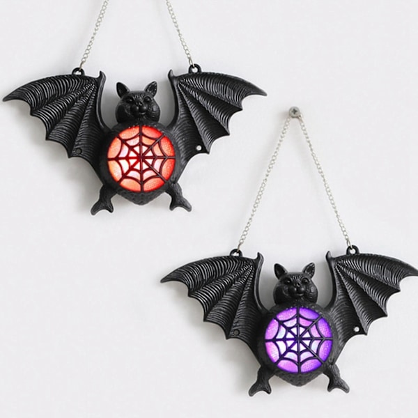 Sesong- og høytidsdekorasjoner Halloween Lysende Flaggermus Lys Ny Fargerik Gradient Plast Flaggermus Anheng Spøkelsesfestival Dekorrekvisitter Flaggermus Q