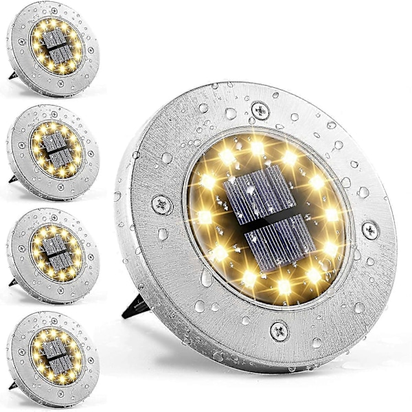 Solcellsdrivna marklampor 12 LED 4-pack, nedgrävningsbara lampor, solcellsdrivna gånglampor