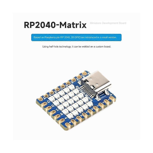 Rp2040- Mini Utvecklingskort med 5X5 Led ombord Rp2040 Dual-Core Processor