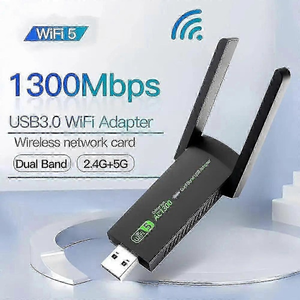 1300 Mbps USB 3.0 WiFi-adapter, driverfri, 2,4 GHz/5 GHz dual-band Wi-Fi-dongle, mottaker 80211ax/ac/a/b/g/n WIFi 5 trådløst nettverk C SZRH