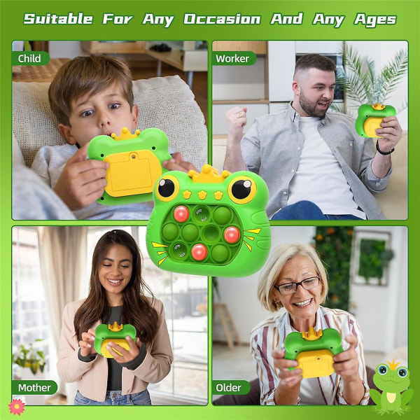 Pop Fidget Toys Handheld Game Push Bubble Light Up Sensoriset lelut, Quick Push Games Sensoriset lelut Stress relief lelu lapsille Green