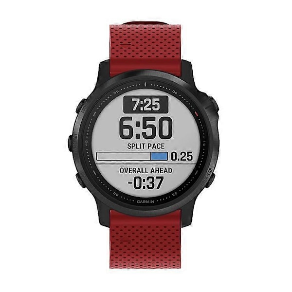 Stilfuld silikone sportsurrem udskiftning med sølvspænde, kompatibel med Garmin Fenix 7S/6S/6S Pro/5S/5S Plus/Instinc Red