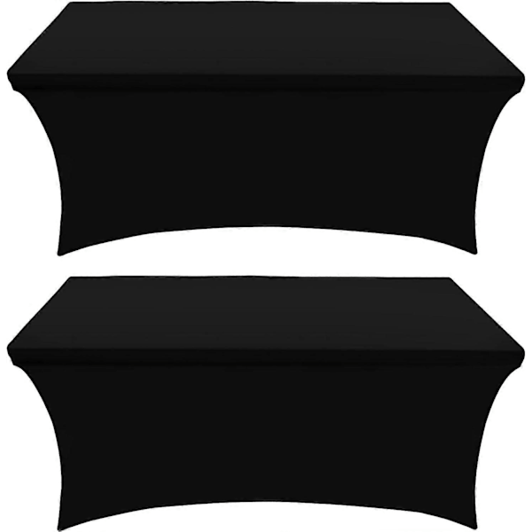 Köks Spandex Duk 2-pack [120 cm, Svart] Tajt, Åtsittande, Tvättbar och Skrynkelfri Stretch Rektangulär Bordsduk för Uteplats
