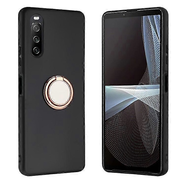 Kompatibel med Sony Xperia 10 VI TPU Cover Ring Kickstand Mat Telefon Cover Fungerer med Magnetisk Bilholder PinkGold