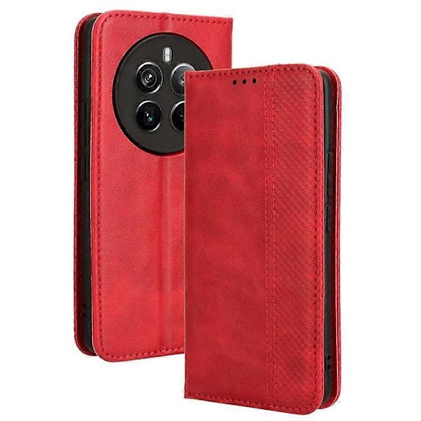 Kompatibelt Skal för Realme 12 Pro 5G / 12 Pro+ 5G Stöttåligt TPU Skal Läder Retro Textur Telefonskydd Red