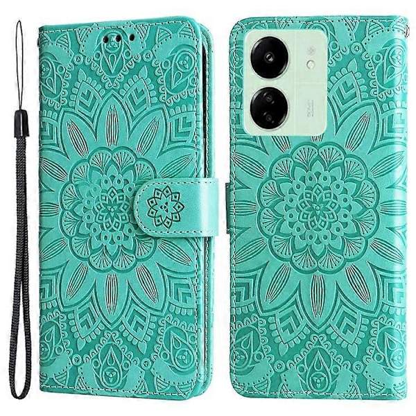 Kompatibel med Xiaomi Redmi 13C / Poco C65 4G Telefon Cover Anti-fald PU Læder Stand Wallet Cover Green