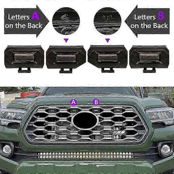 4 STK Bil LED Front Grill Lys Eksterne Grill Lampe Røg Bil Tilbehør