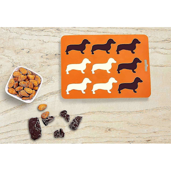 Gravhundeformede silikone isterningeforme og bakker, tegneserie frosne isterningeforme