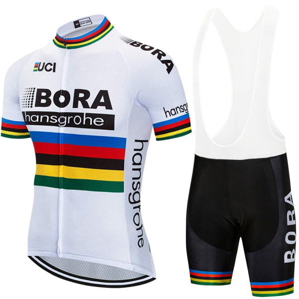 UCI BORA 2023 Miesten lyhythihaiset Jersey-setit Ropa Ciclismo Hombre Kesäpyöräilyvaatteet Triathlon Bib Shortsit Puku Pyöräilyasu Auburn Asian size - M