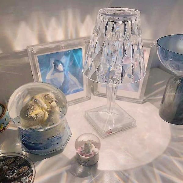 Krystall Bordlampe Lys Nattlys