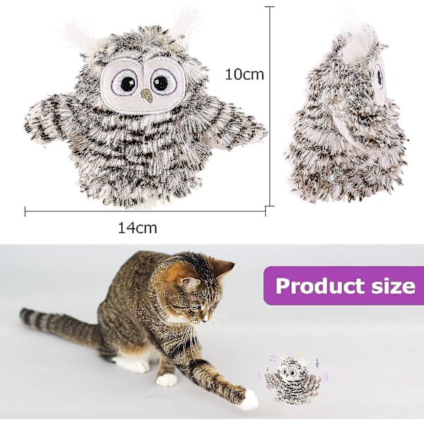 Interaktiva Fladdrande Vingar Uggla Katt Leksaker, Fågel Ljud Kattmynta Leksaker För Katter, Laddningsbara 3 Vibrationslägen Inomhus Katt Leksak, För Att Förhindra Tråkighet (a)