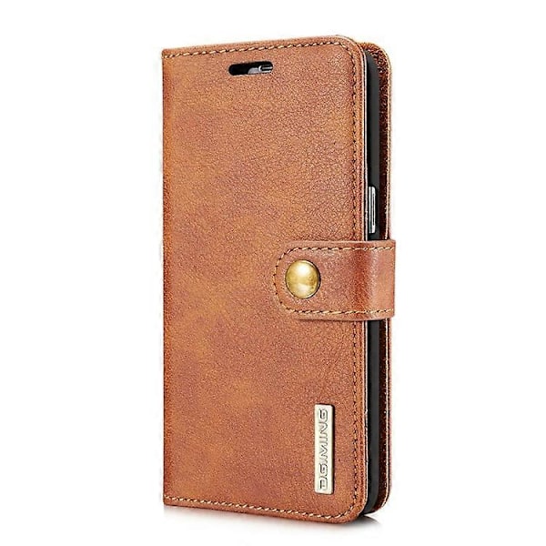 DG.MING Kompatibel med Samsung Galaxy S8 Plus G955 Avtagbart 2 i 1 Anti-repa Plånboksfodral i Spaltläder Brown