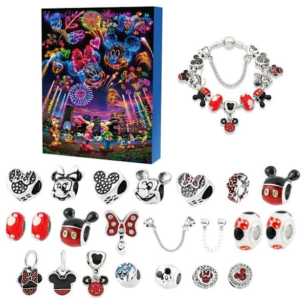 Adventskalender 2023 Christmas DIY Charms Armband Countdown Calendar med 2 söta armband 22 unika charmsmycken för tjejer style 4
