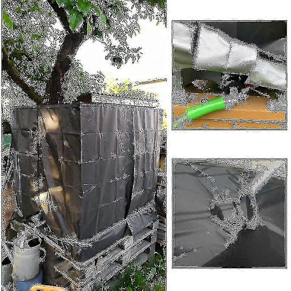 Vesisäiliön kansi, IBC-säiliön kansi 1000 litran säiliöön, vesisäiliön suojakansi, pölytiivis UV-suojattu sateenkestävä, 120x100x116cm (musta)