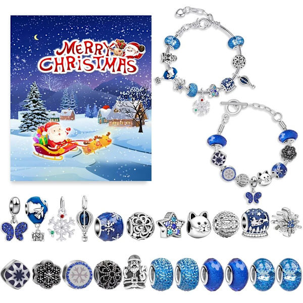 Mode Jul Adventskalender Xmas Blind Box Charm DIY Armband Making Set Handheld 24 Countdown Calendar DIY Smycken Present style 10