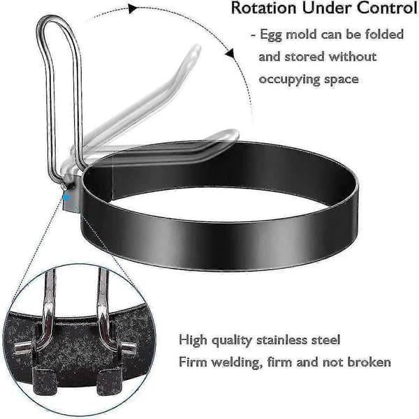 2-pakning Eggring, Non-stick Eggringer, posjerte Eggringer, Egg Stekeringer (10,2cm2,1cm)