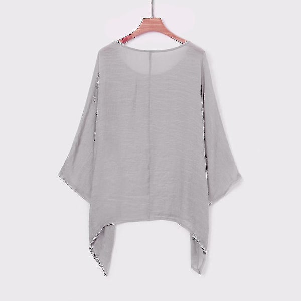 Dame Casual Plus Size Løs Bomull Lin Solid Farge Topper Skjorte Bluse