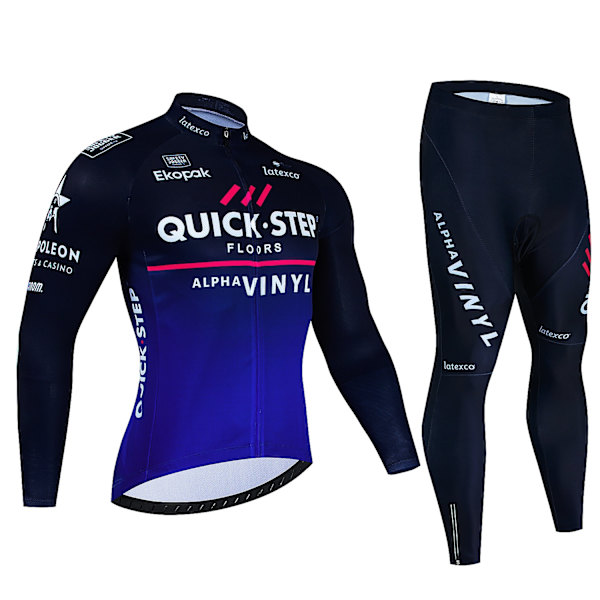 Quick·Step Winter Thermal Fleece Cykeltröja Set Maillot Ropa Ciclismo Keep Warm MTB Bike Wear Cykelkläder Set Silver Asian Size -4XL