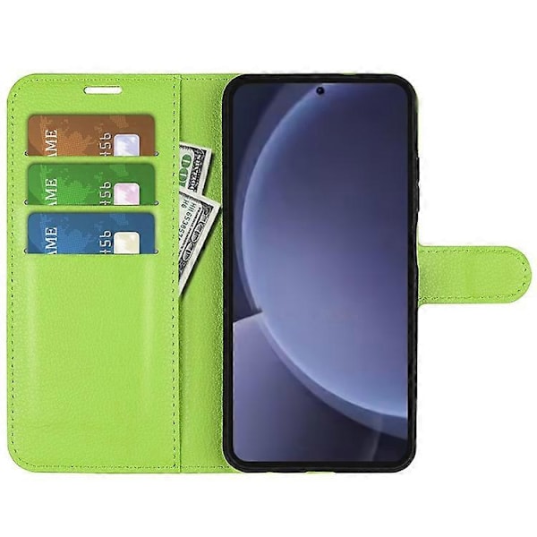 Kompatibelt Skal för Samsung Galaxy S25+ Litchi Textur Stötsäkert Läder Plånboksfodral Green