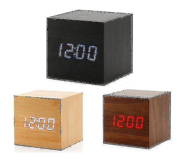 Gingko Cube Led Click Clock Väckarklocka Med Ljudaktivering (tid, datum & temperatur) Olika Färger