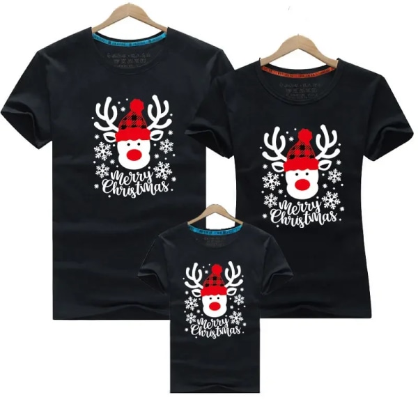 Jul T-shirt 3-delat set Jul familj matchande T-shirt bomull mor-dotter far son topp T-shirt Julklapp black Kids 120