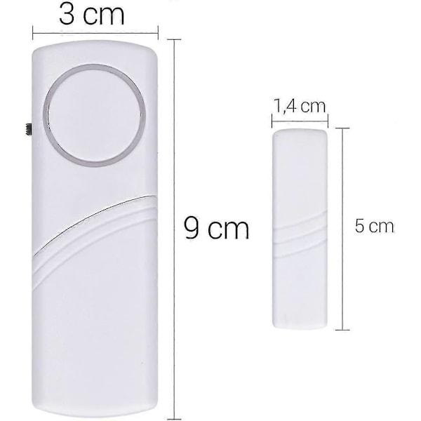 Dörr- och fönsterlarm - Set med 4x trådlösa inbrottslarm - Hemsäkerhet mot inbrott - Magnetisk funktion - 100 dB