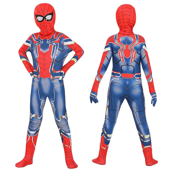 Barn Iron Spider Cosplay Jumpsuit Superhjältedräkt Halloween Carnival Party Bodysuit Presenter 4-5 Years
