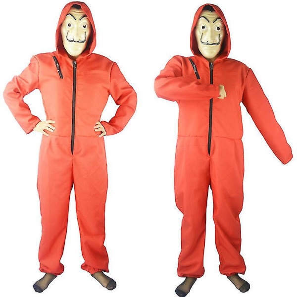 Unisex Halloween kostym kostym Jumpsuit Mask Set Roliga tillbehör L