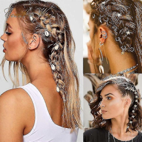 140 kpl Dreadlocks-helmet metalliset hihansuut ja kultaiset lehdet tähti riipusrenkaat simpukka renkaat hiusklipsi hiusten koristeluun punontaan