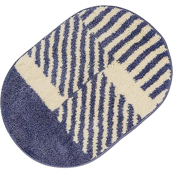 Tflycq Soft Fluffy mikrokuituliina soikeat kylpyhuonematot liukumaton, vahva vettä imevä kylpymatto (siniset ja valkoiset raidat, 18"x26") Blue and White Stripes 20*32