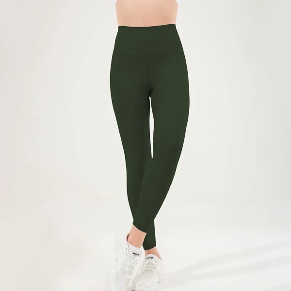 Light Sense Yoga Bukser Airlift Blank Transparent Højtaljet Ferskenbalde Nude Sense Løbesport Fitness Bukser 6-Bronze green L